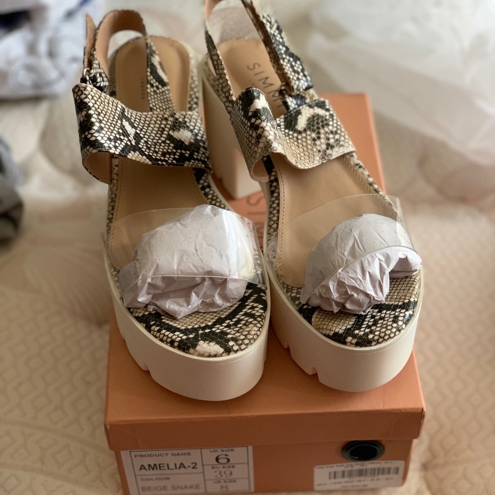 Snake print platform sandal